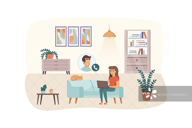 男女视频通话场景图片素材