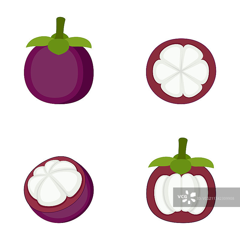 完整的山竹果和切半的山竹果图片素材