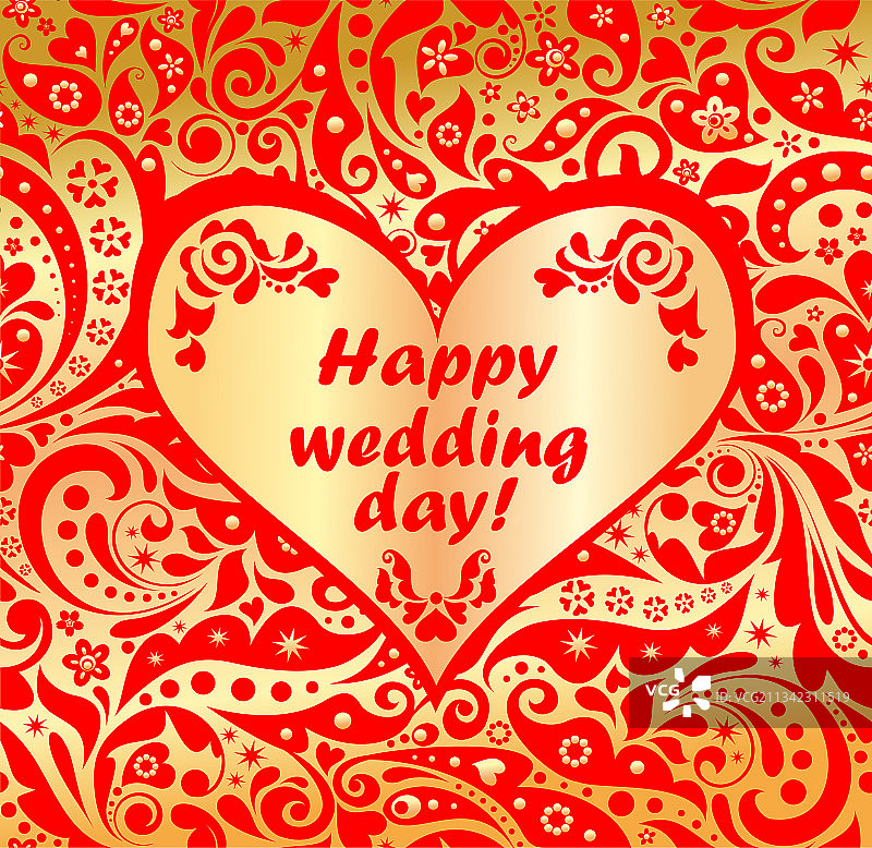 奢华金色爱心婚礼贺卡图片素材