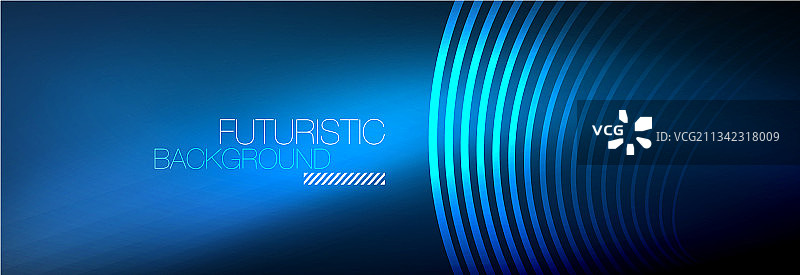 暗抽象背景与发光的霓虹灯圈图片素材