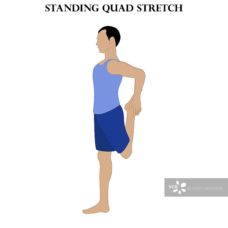 四头肌拉伸瑜伽锻炼：男子瑜伽图片素材