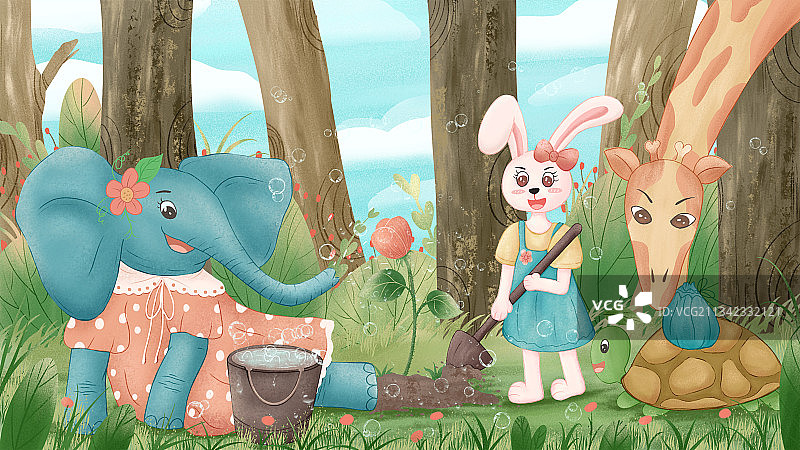 动物们的快乐暑假图片素材