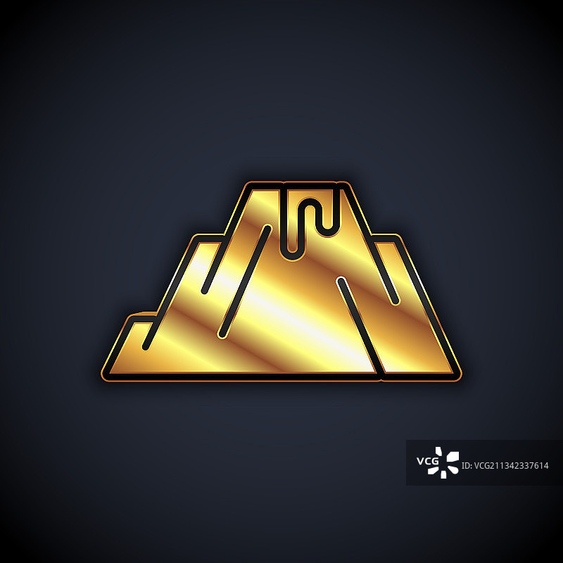 火山爆发与黑色背景上隔离的熔岩图标图片素材