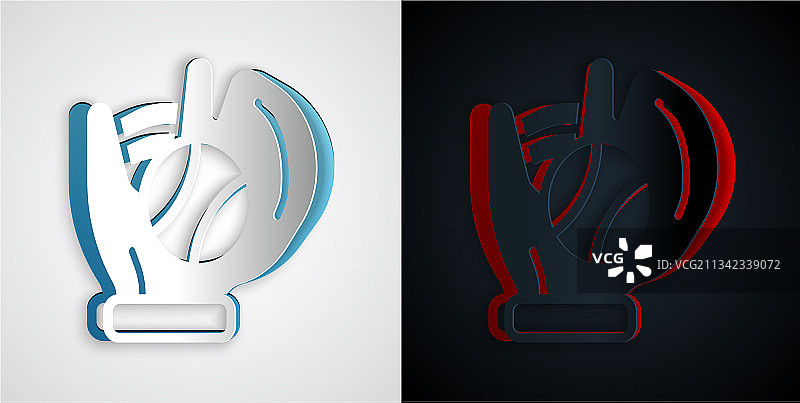 剪纸棒球手套与棒球图标图片素材