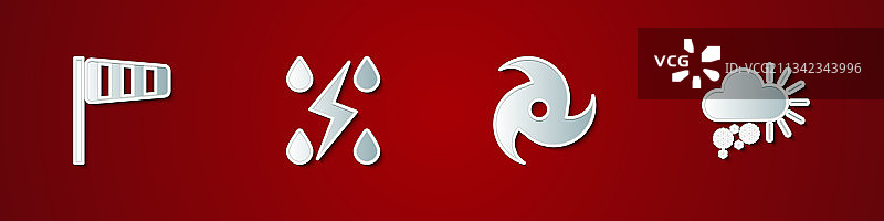 一组锥形风向袋、风向标、风暴、龙卷风图片素材