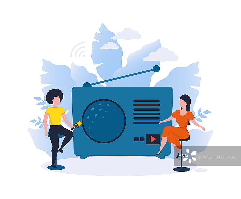 在线广播播客女性录制采访图片素材