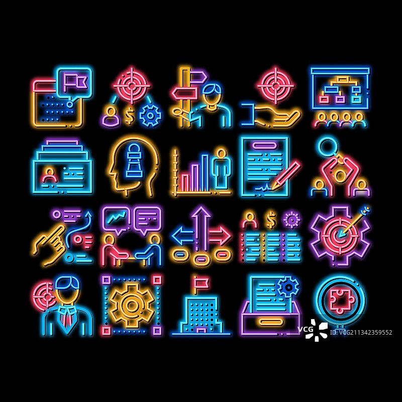 策略经理职位霓虹灯图标图片素材