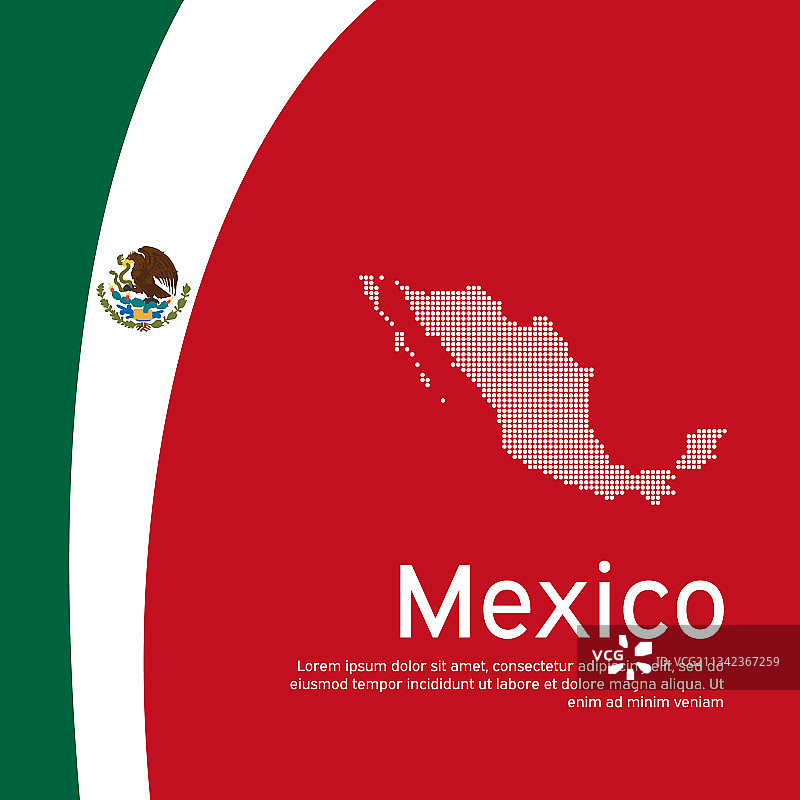 抽象墨西哥国旗马赛克地图创意设计图片素材