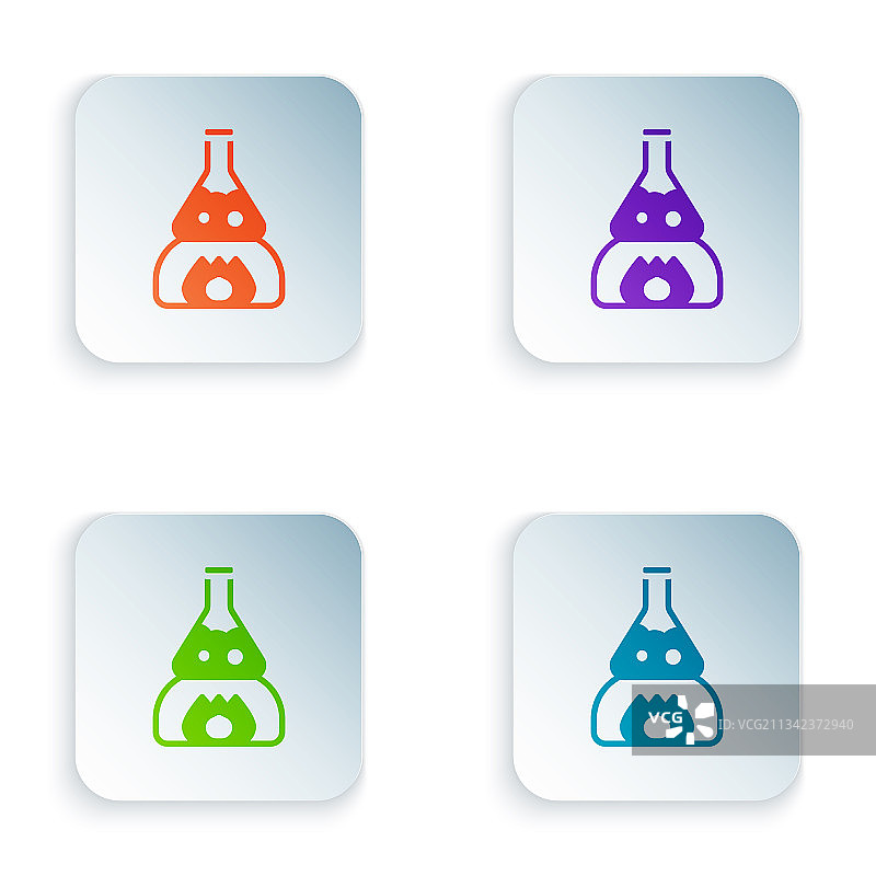 加热器上的彩色玻璃试管烧瓶图片素材