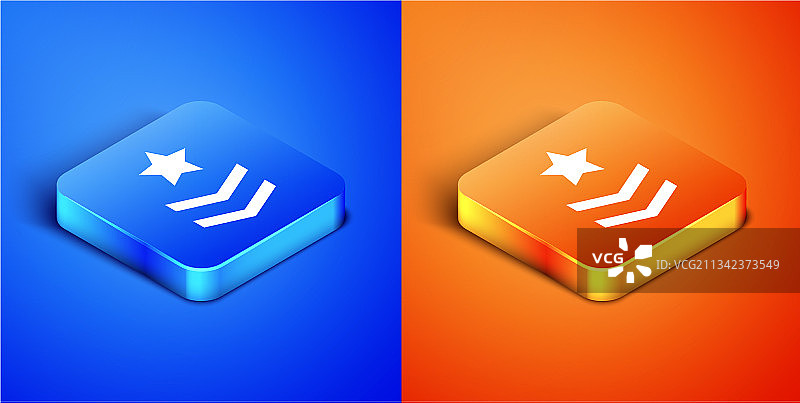 2.5D军衔图标，蓝色背景图片素材