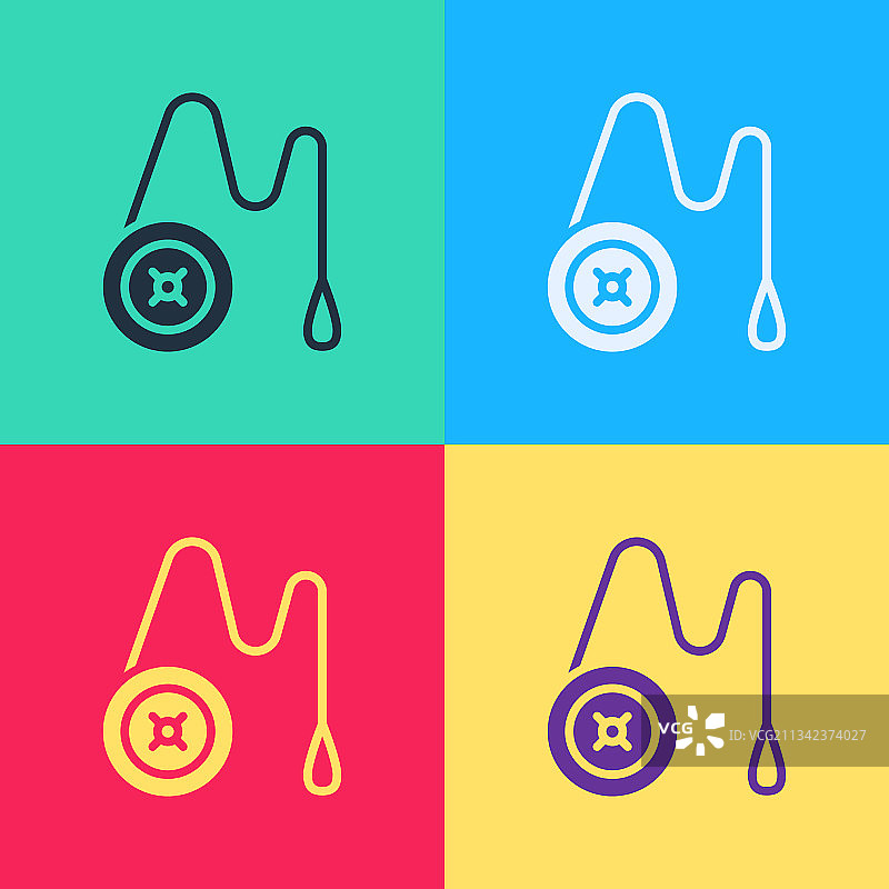 彩色背景上的波普艺术悠悠球玩具图标图片素材