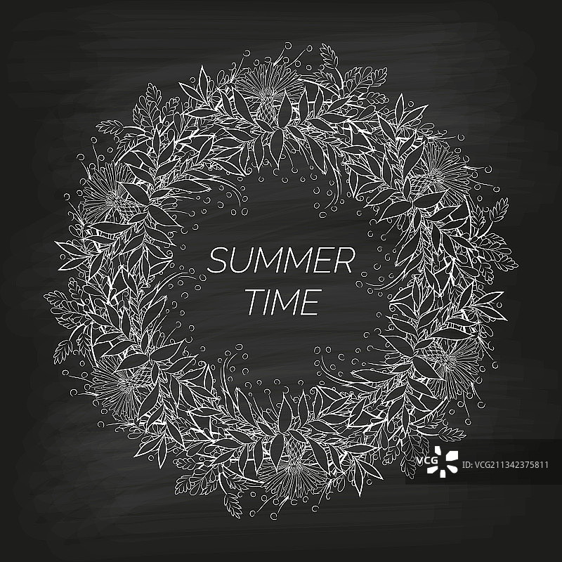 夏季花卉花环背景图片素材