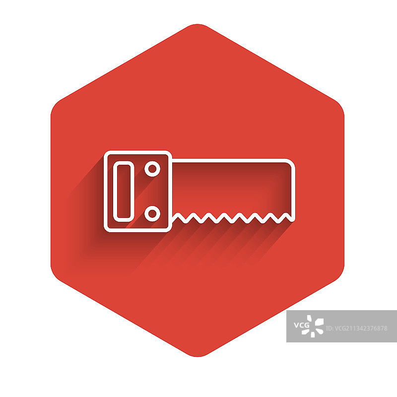 长阴影手锯白色线条图标图片素材