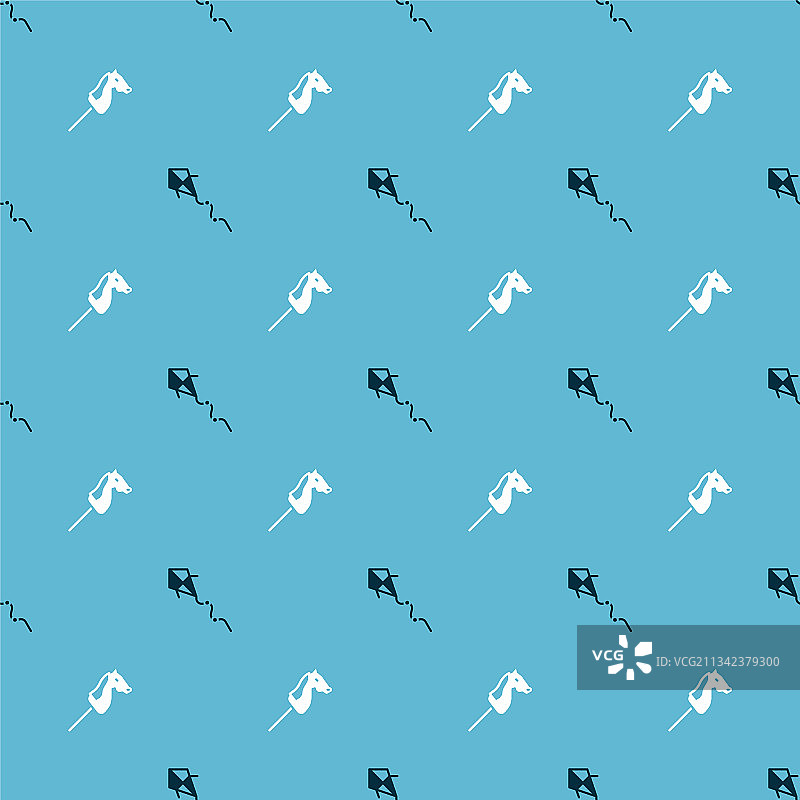 风筝和玩具马无缝图案套装图片素材