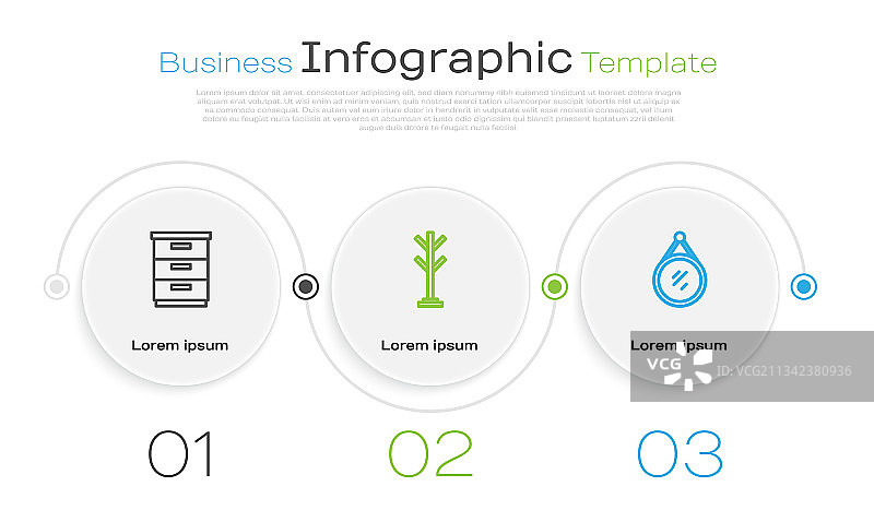 线条家具组合：床头柜、衣帽架和镜子图片素材
