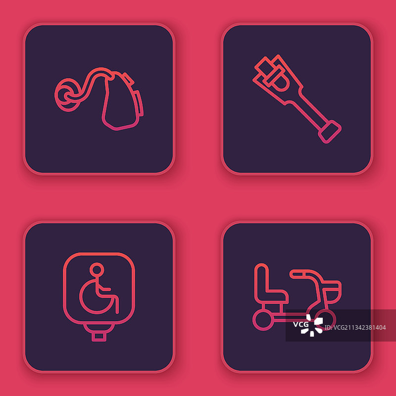 助听器、残疾人轮椅线条组合图片素材