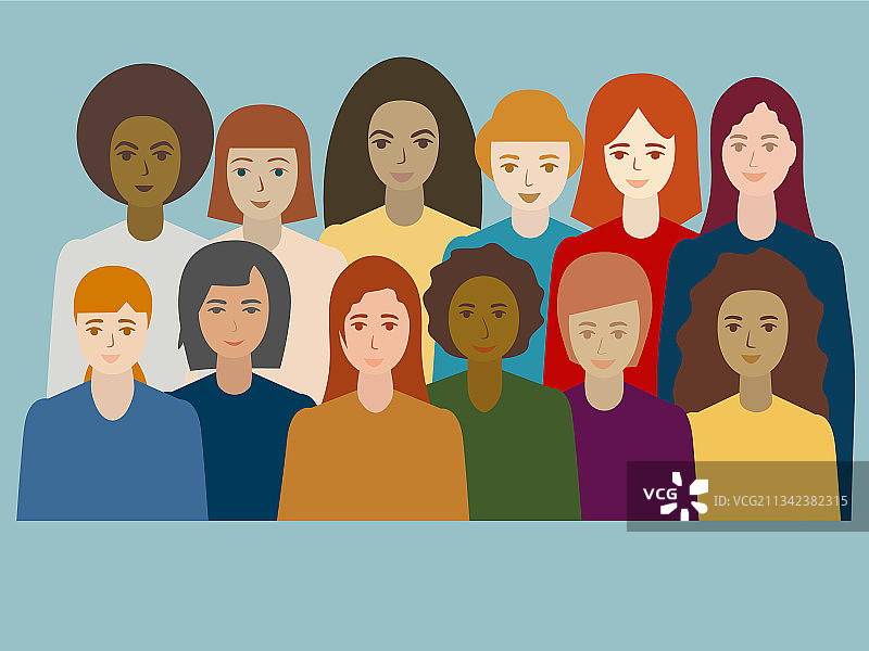 多民族女性群体肖像图片素材