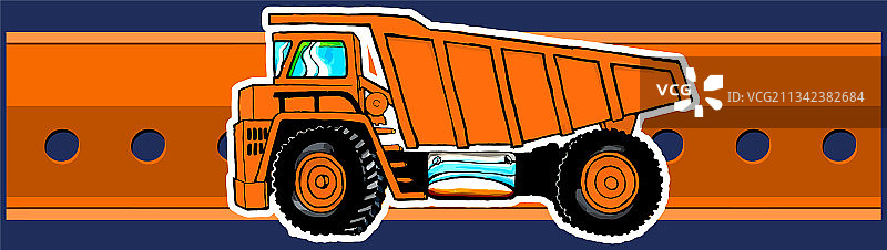 橙色运载卡车建筑梁图片素材