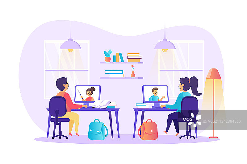 远程学习和在线教育概念图片素材