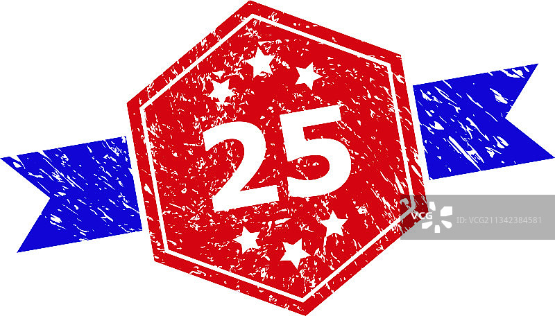 六边形双色25橡胶印章图片素材
