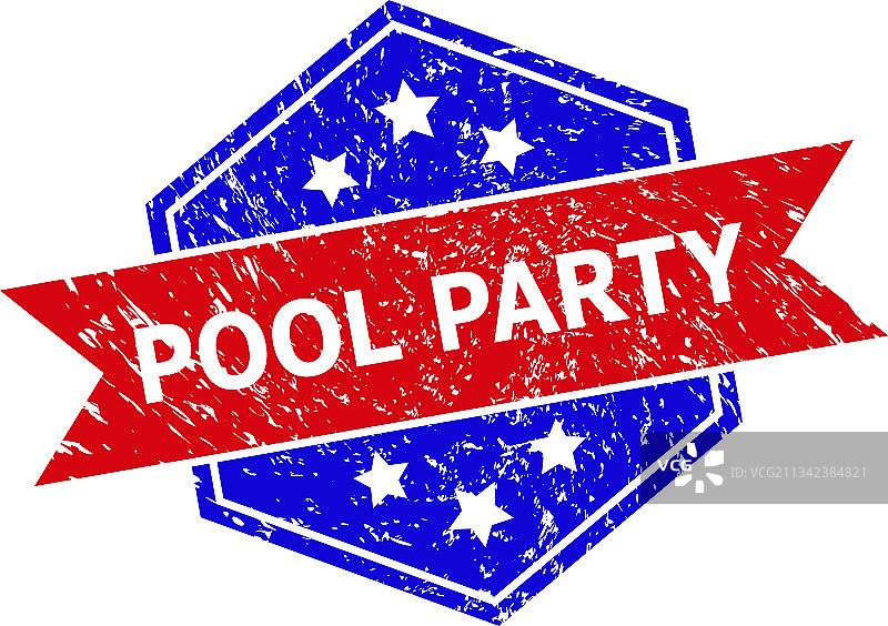 不干净的六边形双色泳池派对印章图片素材