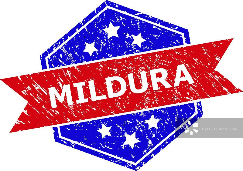 具有污迹的六边形双色米尔杜拉印章图片素材