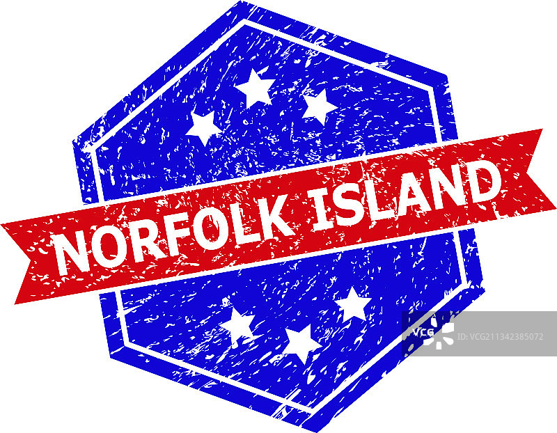 六边形双色诺福克岛橡胶印章图片素材