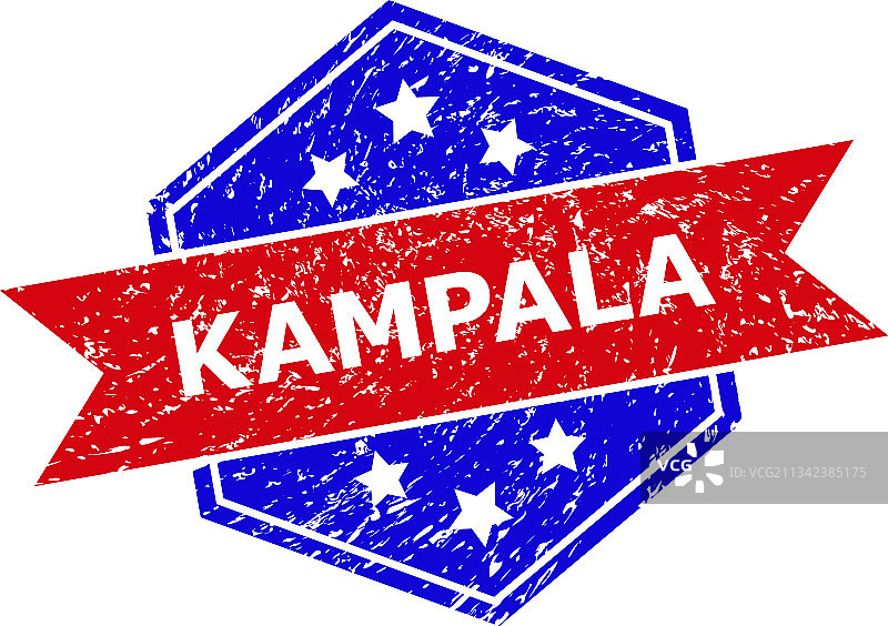 六边形双色坎帕拉复古印章图片素材