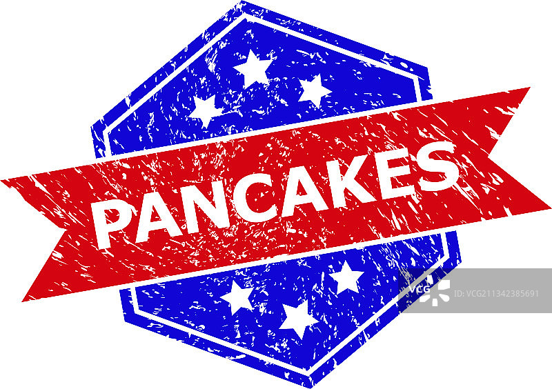 做旧风格六边形双色薄烤饼印章图片素材