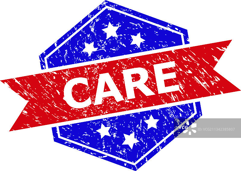 六边形双色护理橡胶印章图片素材