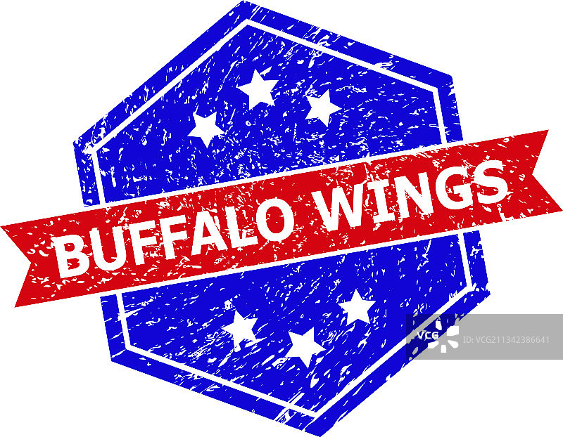 六边形双色水牛鸡翅印章图片素材