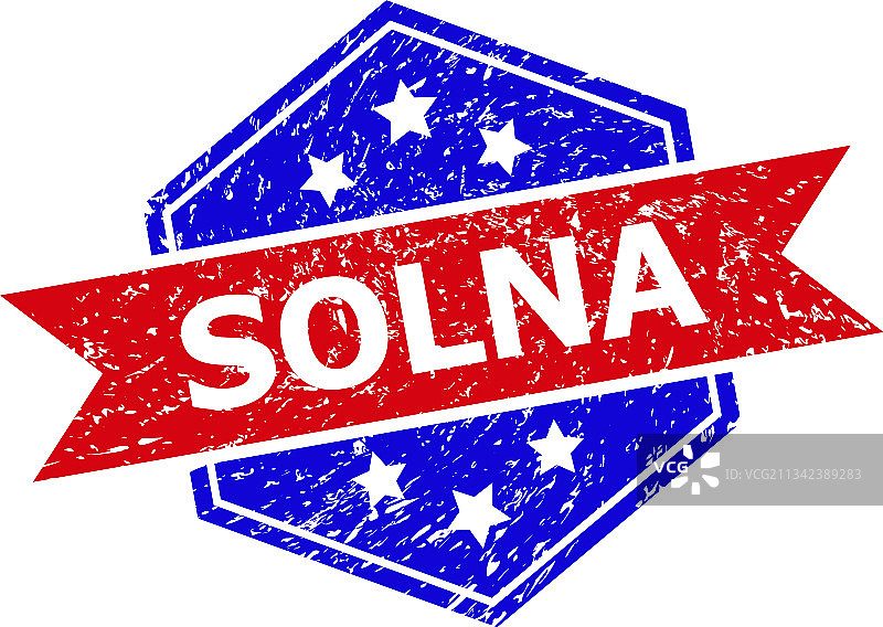 六边形双色索尔纳橡胶图章图片素材