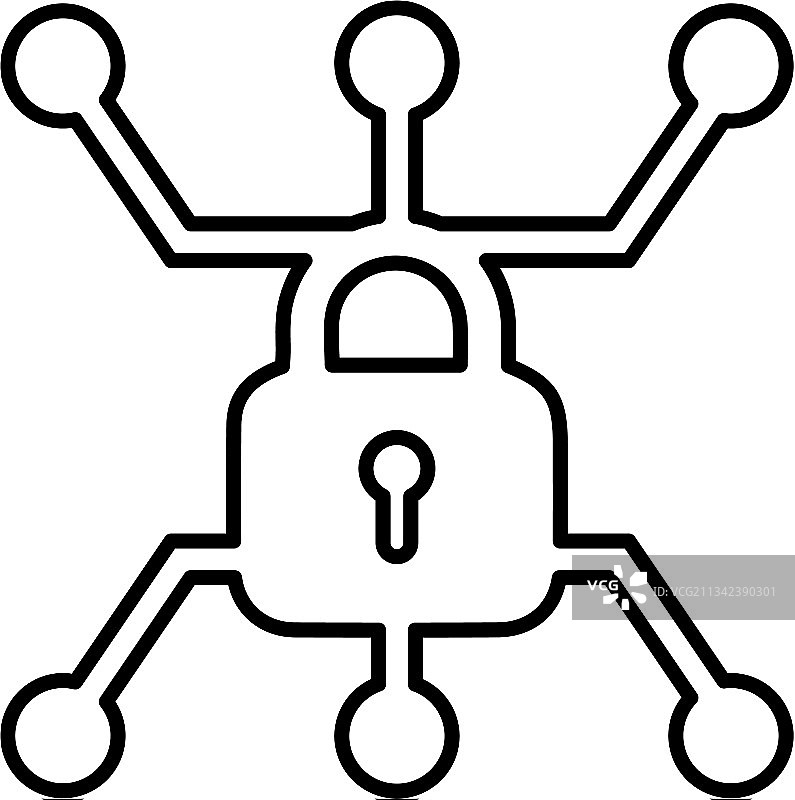 防病毒防火墙安全线图标轮廓图片素材