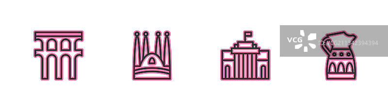 塞哥维亚输水道普拉多博物馆线条图片素材