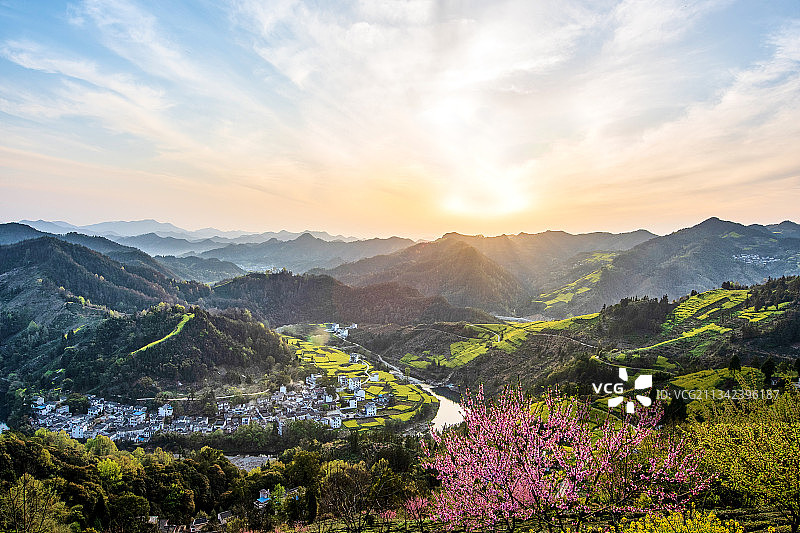 山沟沟里的油菜花图片素材