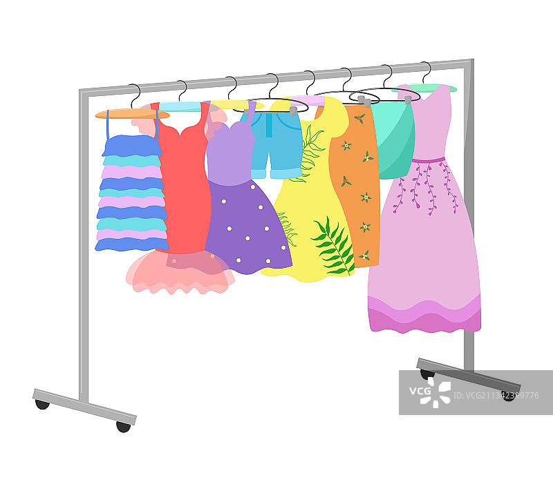 挂在衣架上的各式女装图片素材