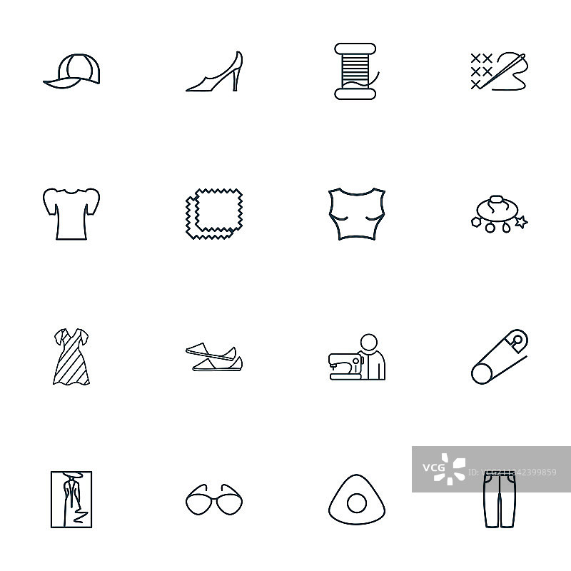 时尚偶像线条风格套装与时装草图图片素材