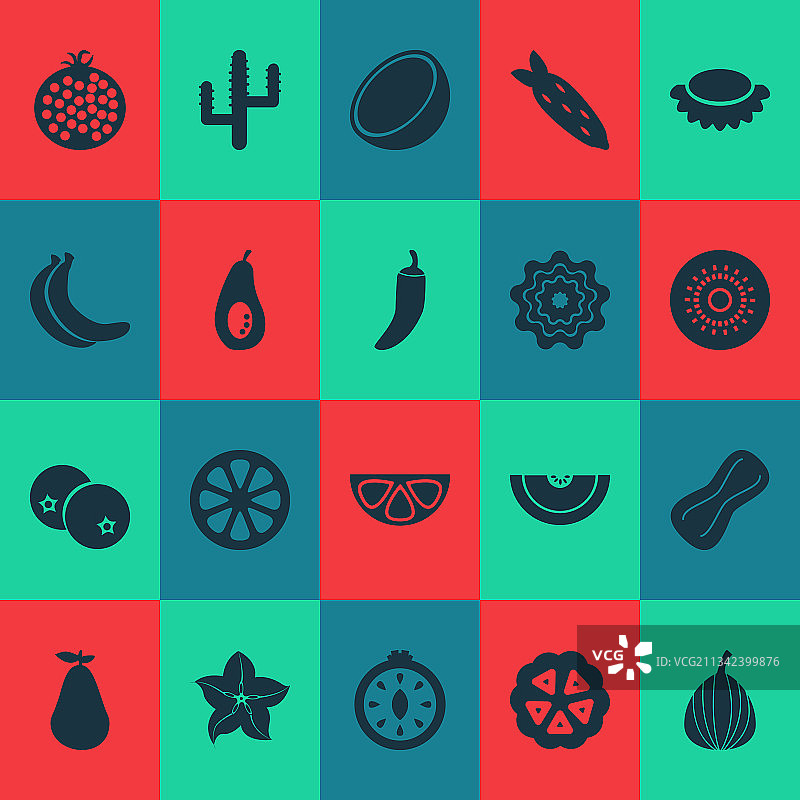 可可豆猕猴桃等水果图标合集图片素材