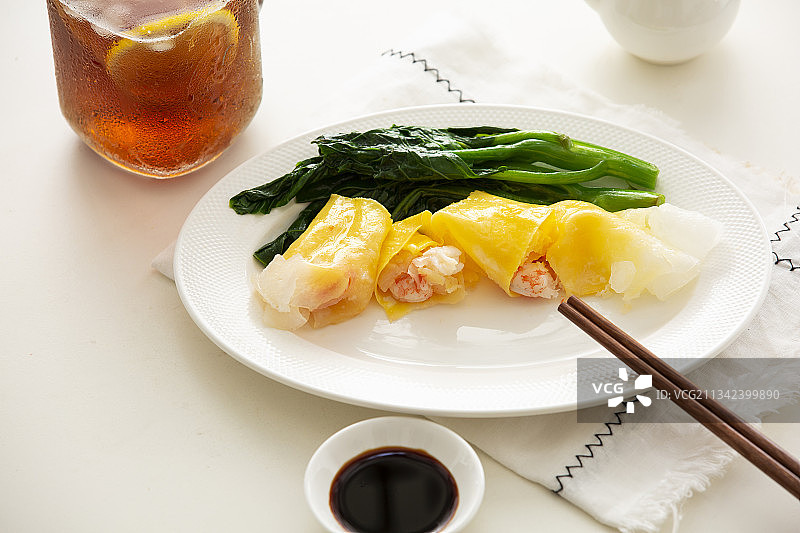 中华美食粤式肠粉和拉肠图片素材