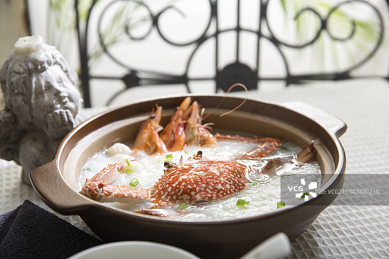 中华美食螃蟹海鲜粥图片素材