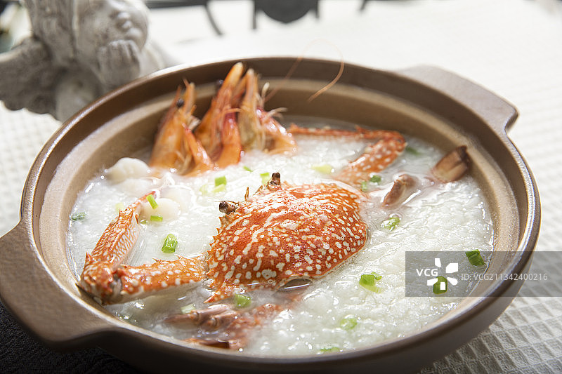 中华美食螃蟹海鲜粥图片素材