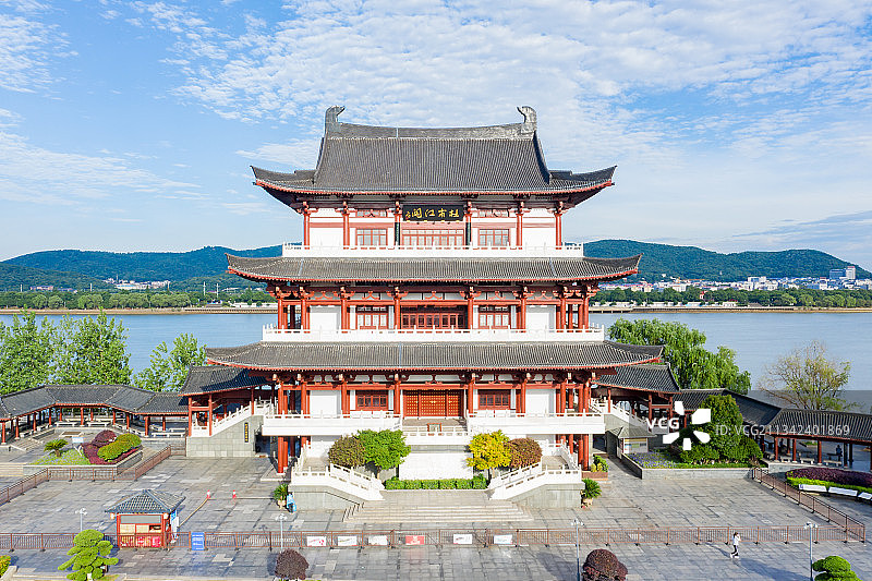 航拍长沙市杜甫江阁图片素材