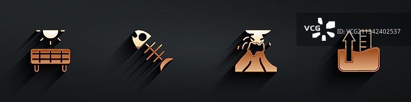 太阳能电池板死鱼火山图片素材