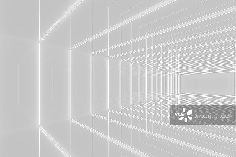 矩形灯光和白色空间背景，三维图像图片素材