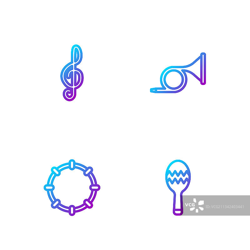 沙锤、铃鼓与高音谱号图片素材