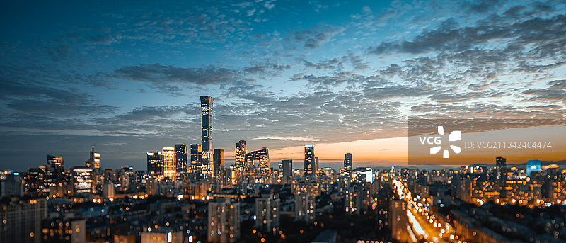 移轴北京国贸夜景图片素材