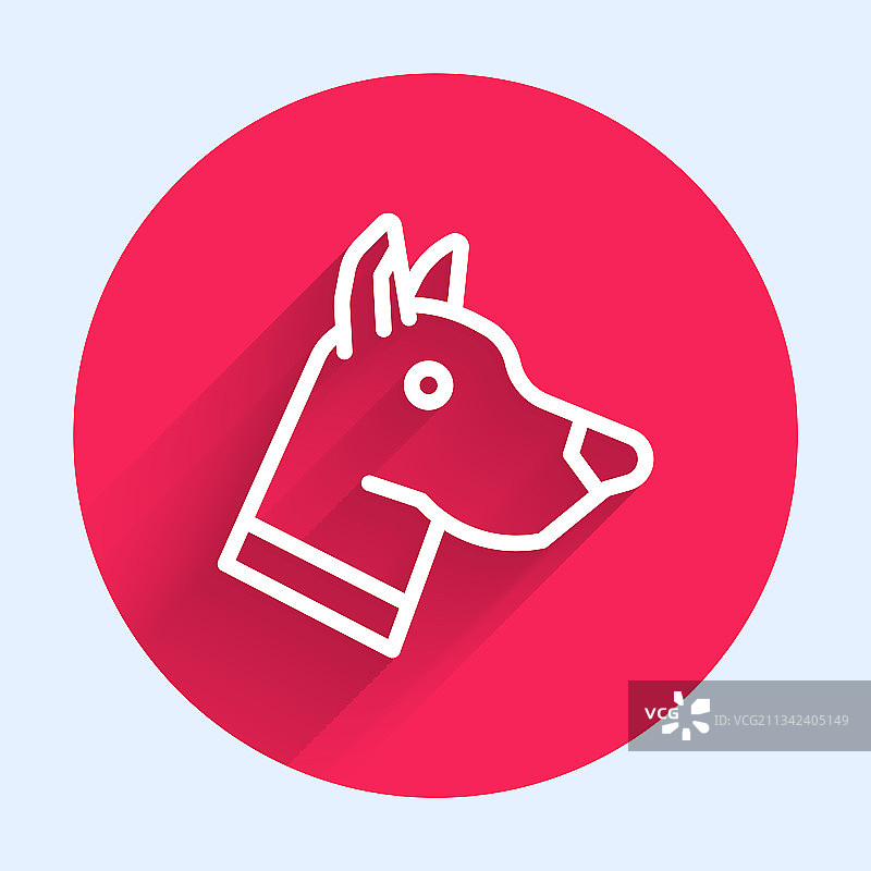 带有长阴影的白色线条小狗头像图标图片素材