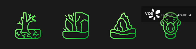 冰山、枯树与冰川融化图片素材