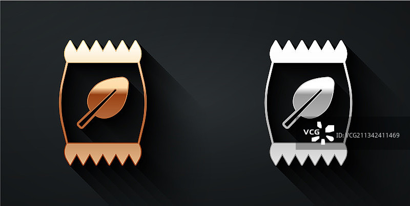 金色和银色肥料袋图标图片素材