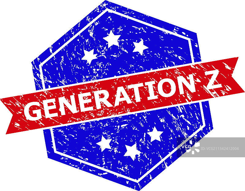 六边形双色Z世代橡胶印章图片素材